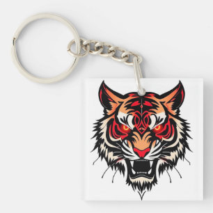 Tiger head illustration keychain