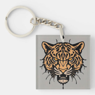 Tiger head illustration keychain