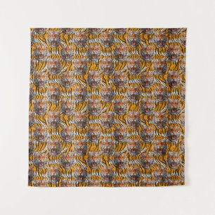 Tiger Head On Tiger Skin Animal Print Design Tapestry