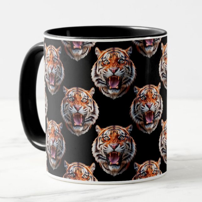 Tiger Head Pattern Design - Black   Mug (Creator Uploaded)