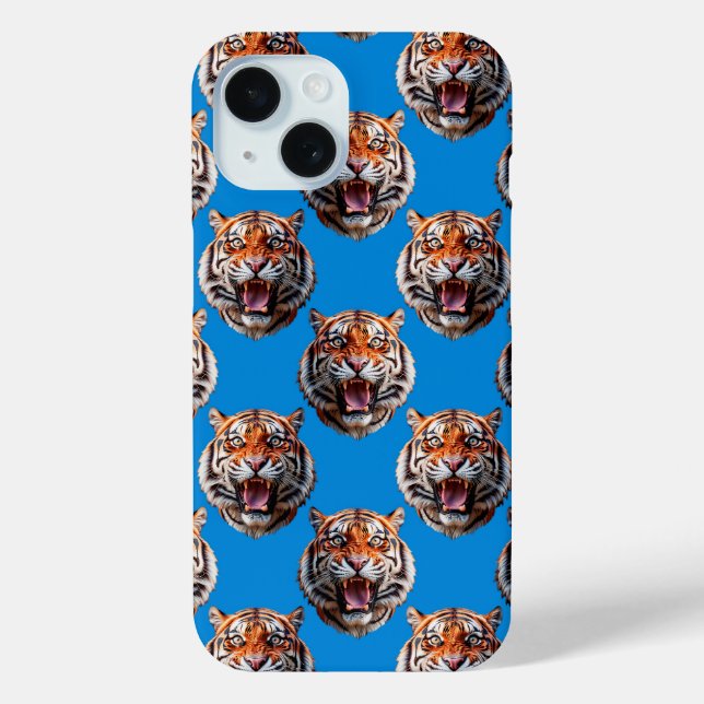 Tiger Head Pattern Design Blue  Case-Mate iPhone Case (Back)