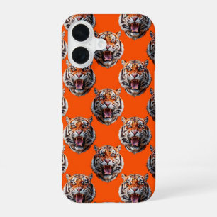 Tiger Head Pattern Design Orange  iPhone 16 Case