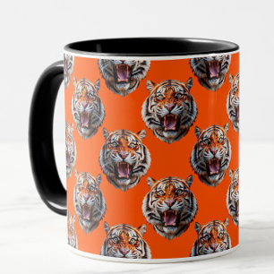 Tiger Head Pattern Design Orange  Mug