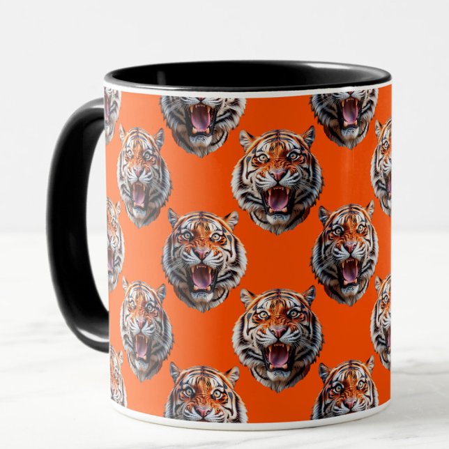 Tiger Head Pattern Design Orange  Mug (Creator Uploaded)