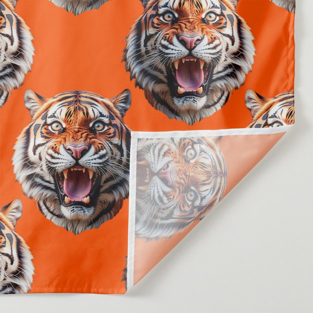 Tiger Head Pattern Design Orange  Tapestry (Creator Uploaded)