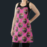Tiger Head Pattern Design Pink Apron<br><div class="desc">Seamless Repeat Roaring Tiger Head Pattern Design On Pink Background</div>