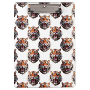 Tiger Head Pattern Design - White Clipboard