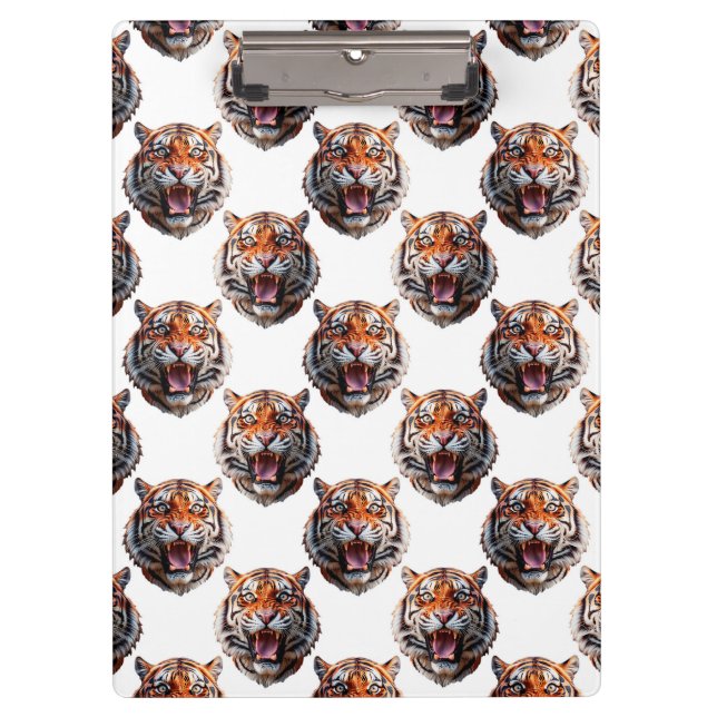 Tiger Head Pattern Design - White   Clipboard (Front)