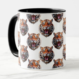 Tiger Head Pattern Design - White Mug
