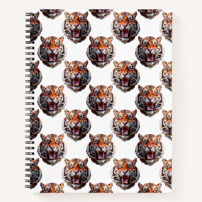 Tiger Head Pattern Design - White   Notebook (Front)