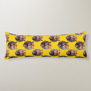 Tiger Head Pattern Design Yellow Body Pillow