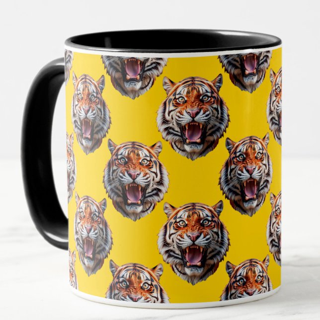 Tiger Head Pattern Design Yellow  Mug (Creator Uploaded)