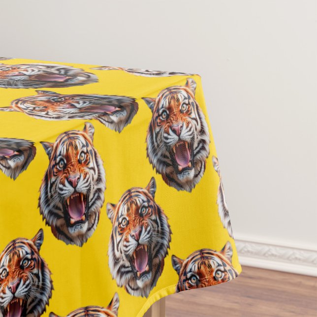 Tiger Head Pattern Design Yellow  Tablecloth (Creator Uploaded)