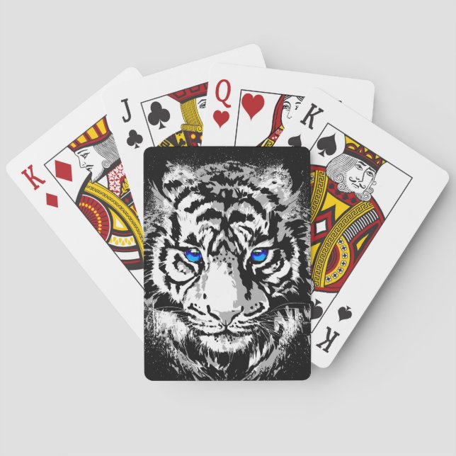 Tiger Head Playing Cards - White Tiger Face (Back)