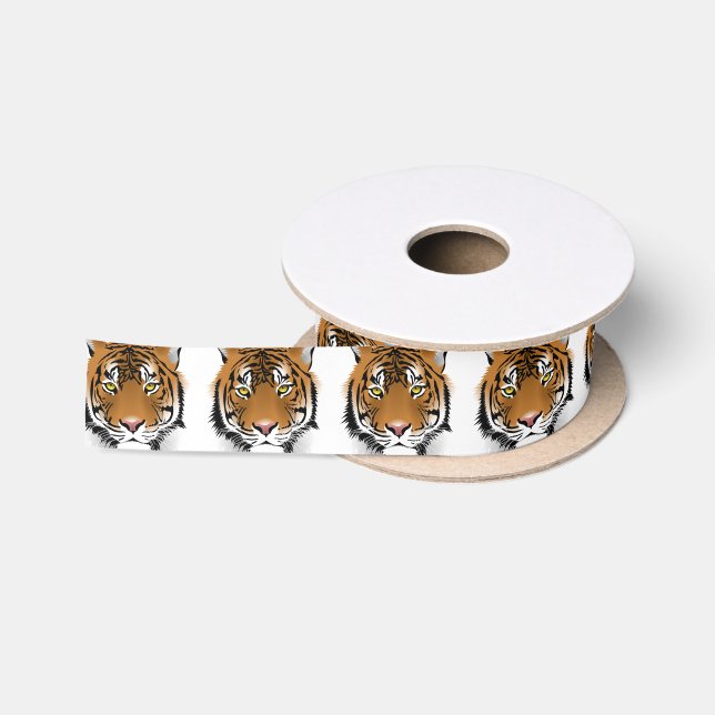 Tiger Head Print Design Satin Ribbon (Spool)