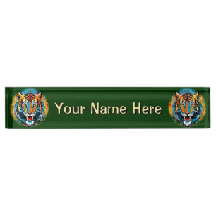 Tiger Head Rainbow colors paint stains Nameplate