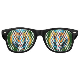 Tiger Head Rainbow colors paint stains Retro Sunglasses