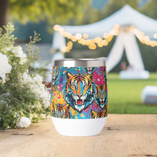 Tiger Head Rainbow colours paint stains (Wedding)