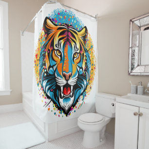 Tiger Head Rainbow colours paint stains