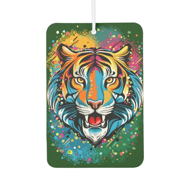 Tiger Head Rainbow colours paint stains Air Freshener (Front)