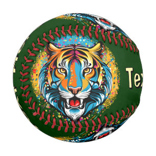 Tiger Head Rainbow colours paint stains Baseball
