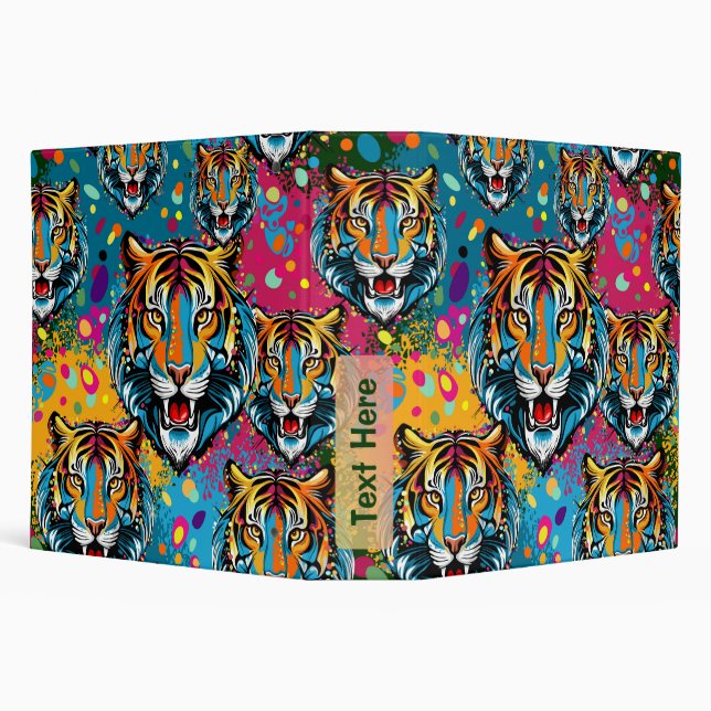 Tiger Head Rainbow colours paint stains Binder (Background)
