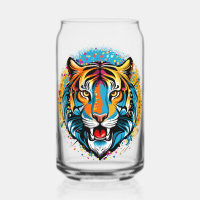 Tiger Head Rainbow colours paint stains