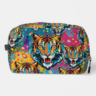 Tiger Head Rainbow colours paint stains Dopp Kit