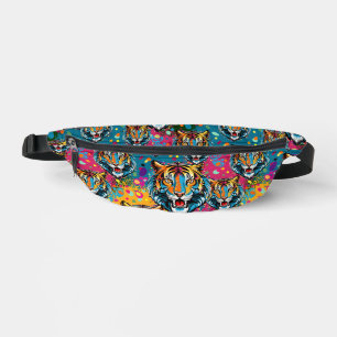 Tiger Head Rainbow colours paint stains Fanny Pack