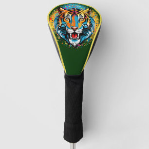 Tiger Head Rainbow colours paint stains Golf Head Cover