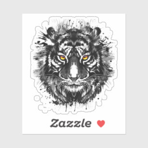 Tiger head sticker - Black & White Tiger Sticker