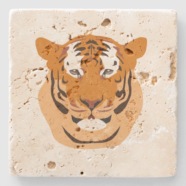 Tiger Head Stone Coaster (Front)