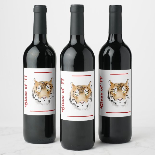 Tiger Head Watercolor Animal Custom Text  Wine Label (Bottles)