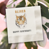Tiger Head Watercolor Birthday Name