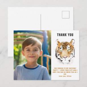 Tiger Head Watercolor Birthday Photo Thank you Postcard