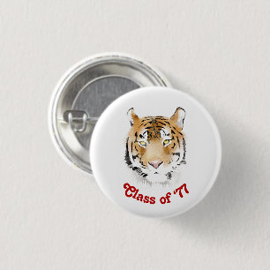 Tiger Head Watercolor Class Reunion Party 1 Inch Round Button