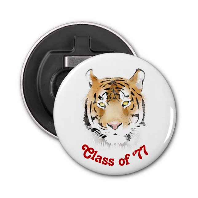 Tiger Head Watercolor Class Reunion Party Bottle Opener (Front)