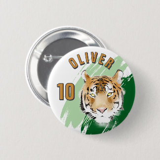 Tiger Head Watercolor Name Birthday Party 2 Inch Round Button