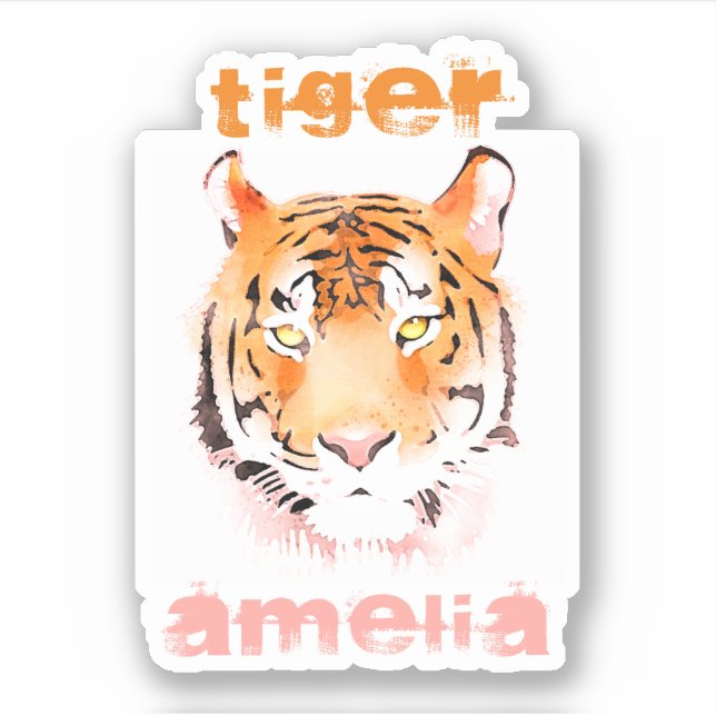 Tiger Head Watercolor Typography Name (Front)