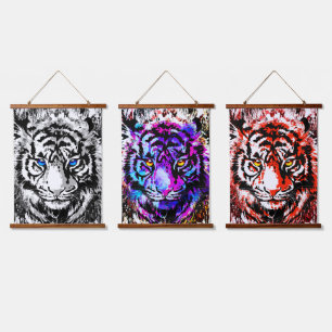 Tiger Heads - Tiger Blue Eyes Hanging Tapestry