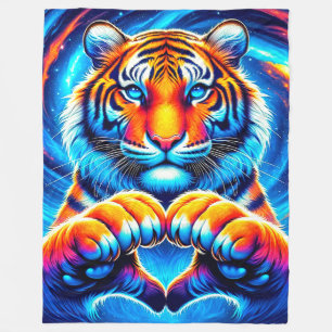Tiger Heart Hands Fleece Blanket