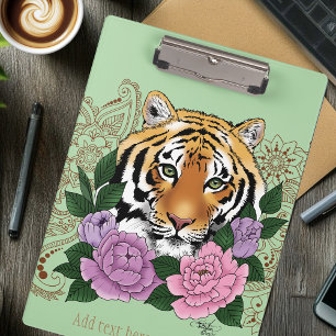 Tiger Henna Pink Purple Clipboard