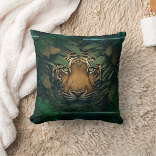 Tiger hiding in Foliage Throw Pillow