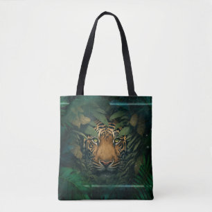 Tiger hiding in Foliage Tote Bag