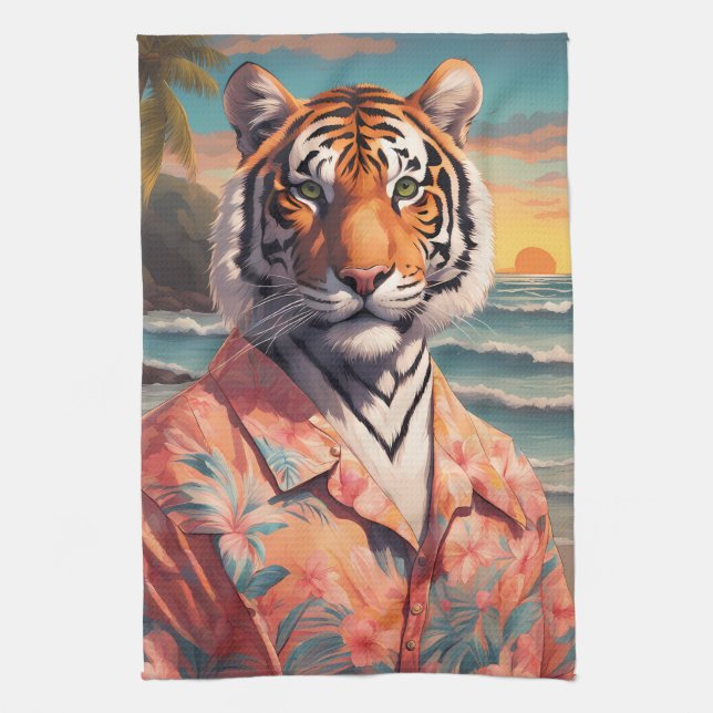 Tiger Holiday Kitchen Towel (Vertical)
