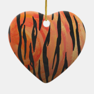 Tiger Hot orange and Black Print Ceramic Ornament
