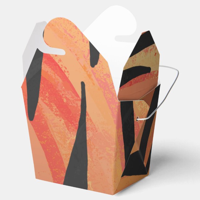 Tiger Hot orange and Black Print Favor Box (Opened)