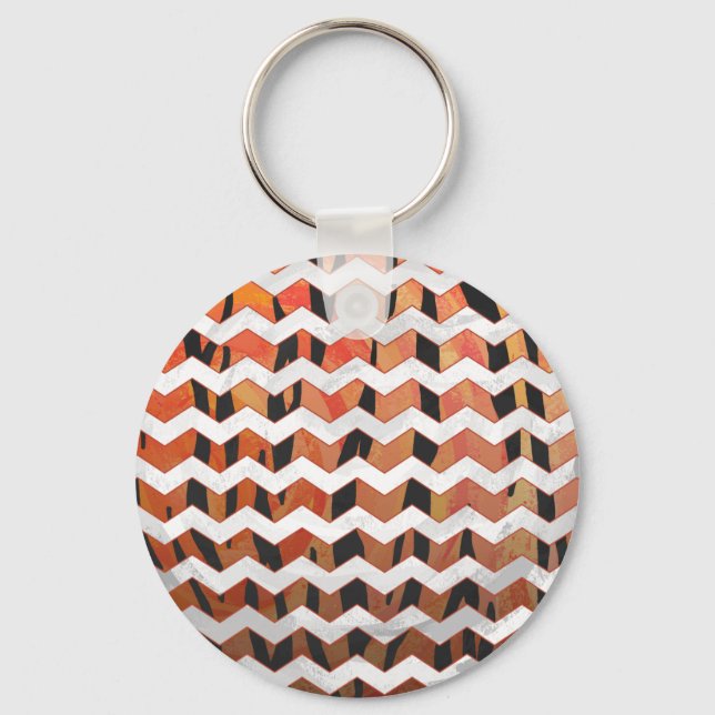 Tiger Hot orange and Black Print Keychain (Front)