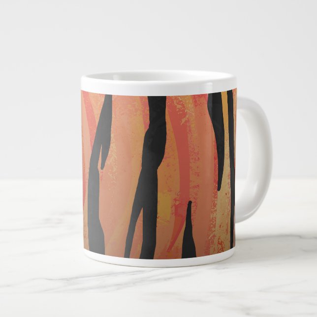 Tiger Hot orange and Black Print Large Coffee Mug (Front Right)