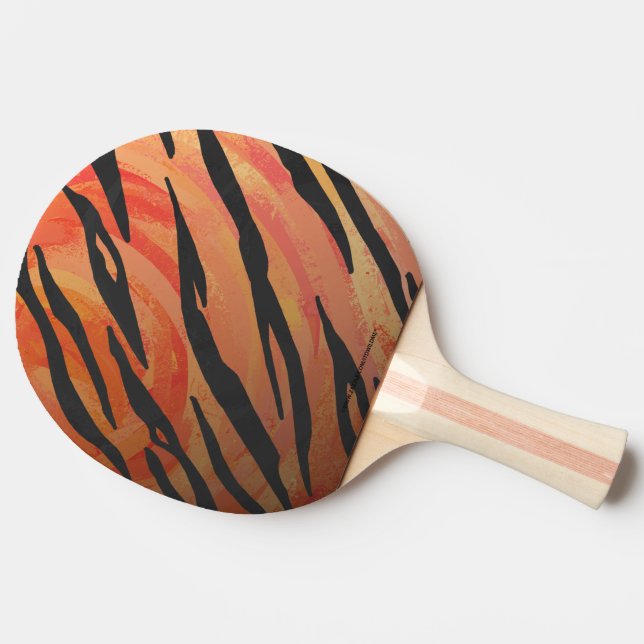 Tiger Hot orange and Black Print Ping Pong Paddle (Side)